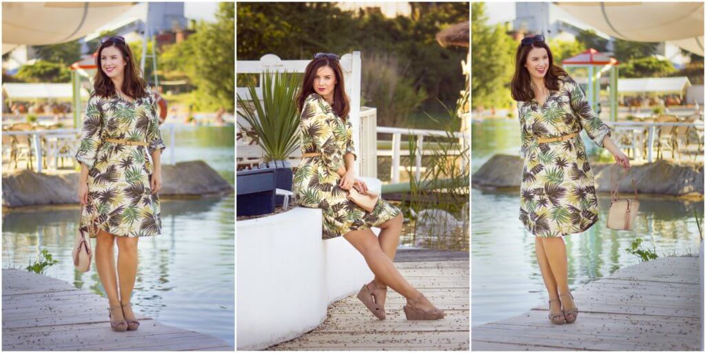 ľanové šaty ľan letné šaty leto džungla jungle zelené listy mango košariská blogerka modelka