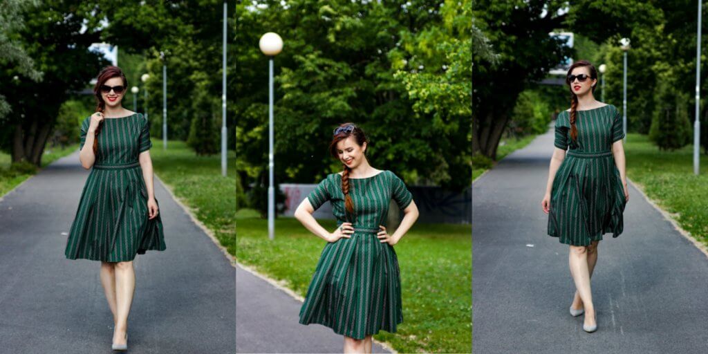 slow fashion zelené áčkové folk šaty na mieru ušité outfit blogerka roka