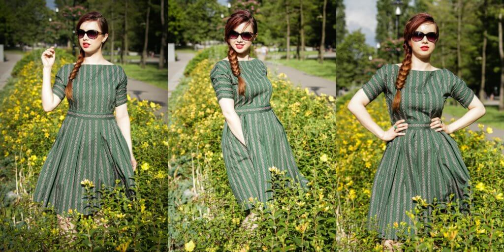 slow fashion ušité šité šaty zelené áčkové folk ľudové vintage blogerka roka